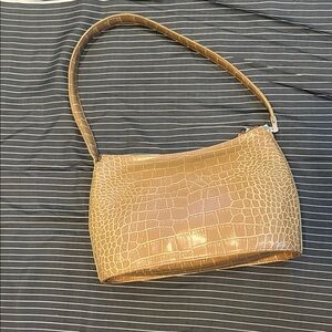 Nine West Tan Crocodile-Embossed Shoulder Bag